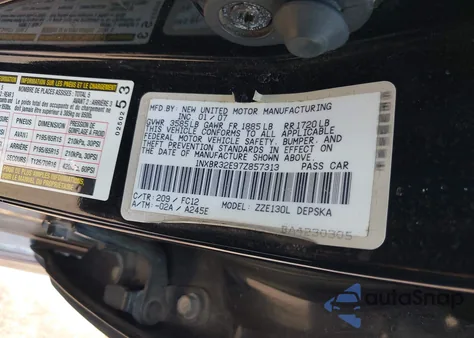 2007 Toyota Corolla S из США, поврежденный, VIN 1NXBR32E97Z857313